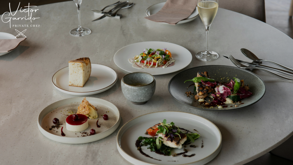 Fine dining dishes prepared by private chef Victor Garrido for a luxury chalet dining experience in Courchevel 1850